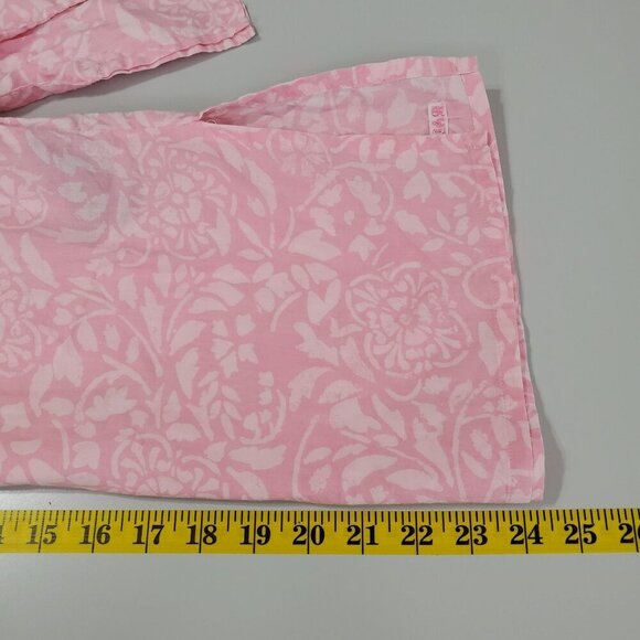 Ralph Lauren Floral Cotton Top Size XS Floral Half Button 3/4 Sleeve Pink FLAW - Picture 10 of 10